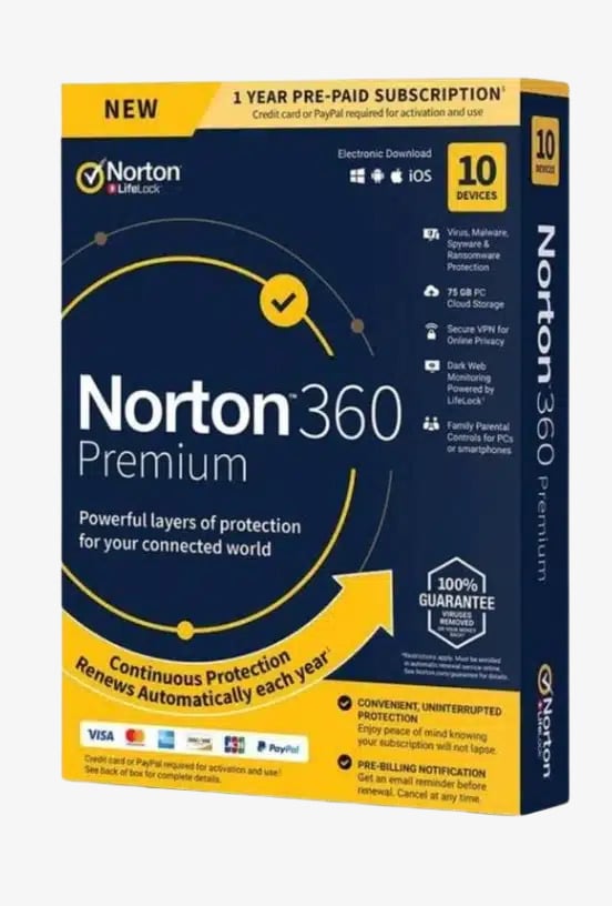 Norton 360 Premium лиценз за 10 устройства с облачно съхранение
